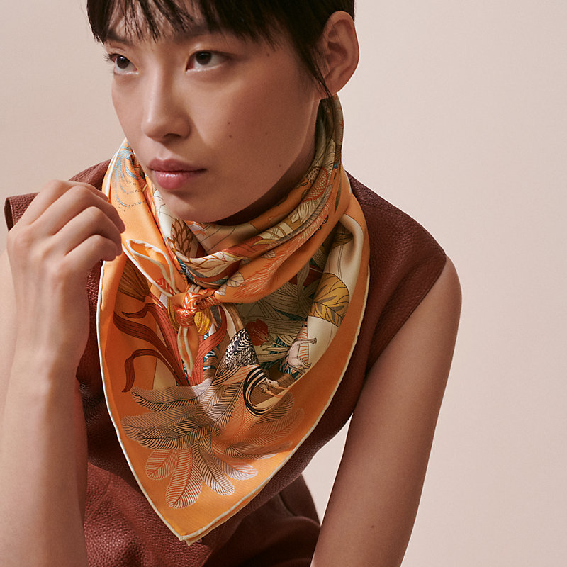Precious Paradise scarf 90 - Orange | Hermès Thailand